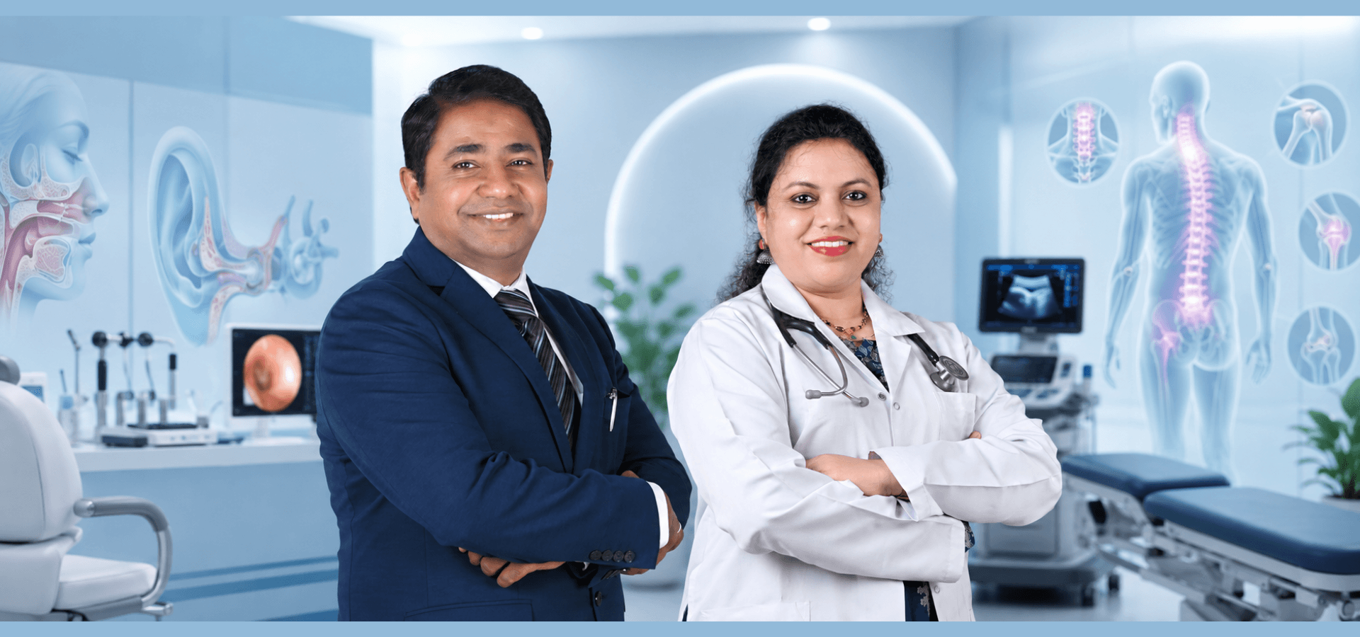 ENT specialist Dr. Abdul Azeez and pain physician Dr. Syeda Shakeela at Aarish Clinics Kukatpally Hyderabad